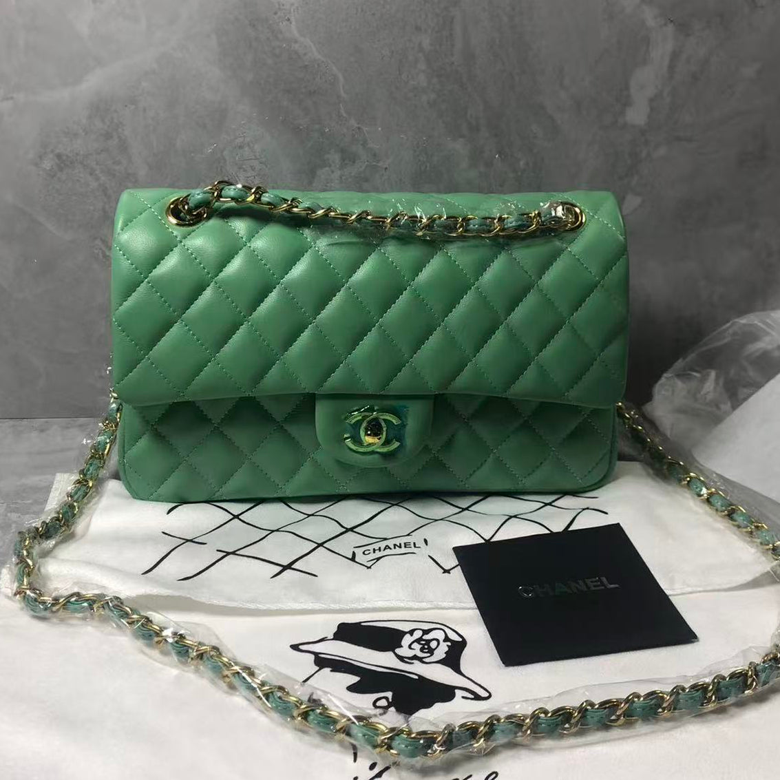Chanel 2026 Flap Bag 25cm Green Quilted Lambskin
