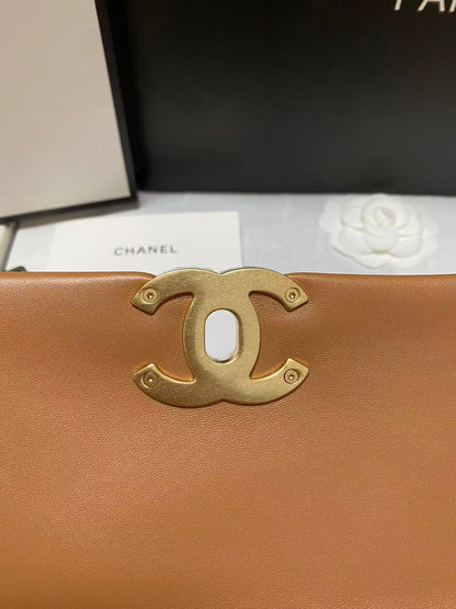 CHANEL 19 FLAP BAG 26 TAN GOATSKIN