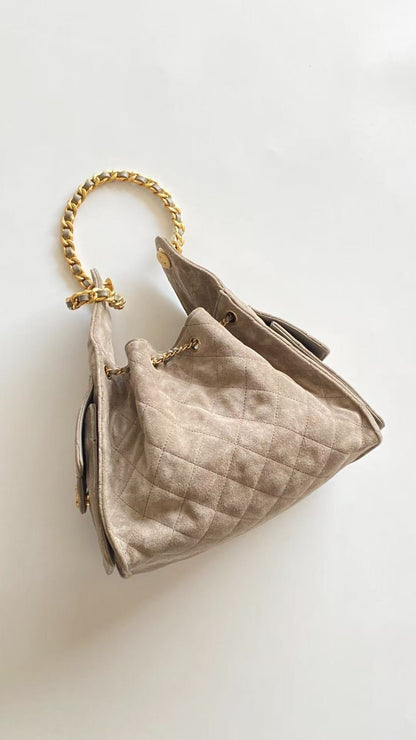Chanel 2026 Hobo Bag 30cm Beige Suede