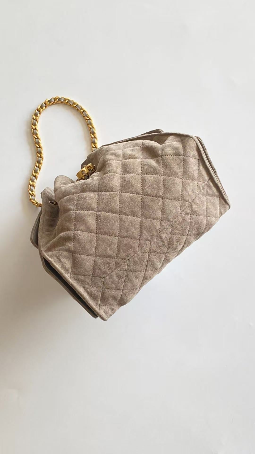 Chanel 2026 Hobo Bag 30cm Beige Suede