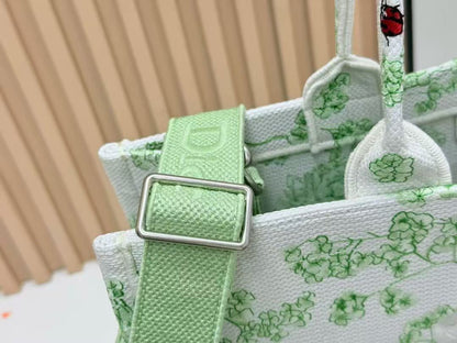 Dior 2026 Book Tote 41cm with Strap Green White Canvas