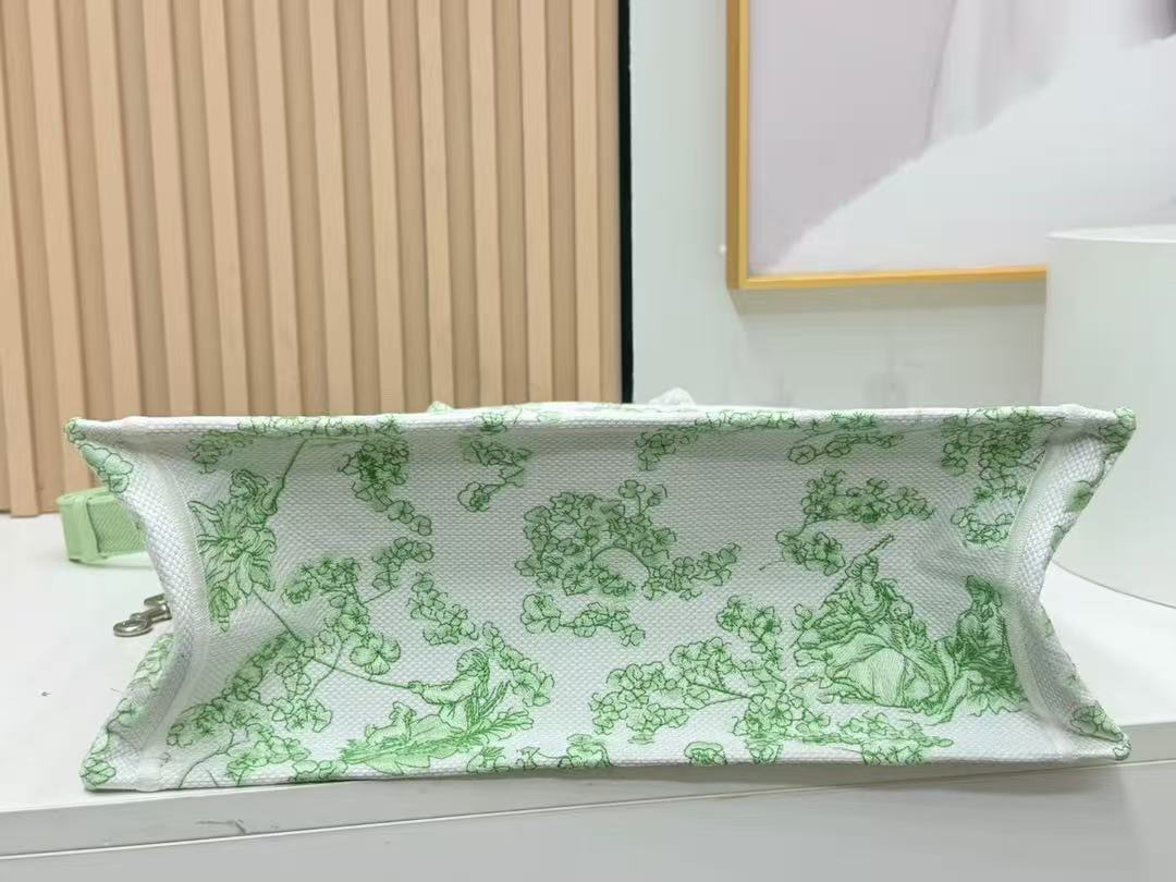 Dior 2026 Book Tote 41cm with Strap Green White Canvas