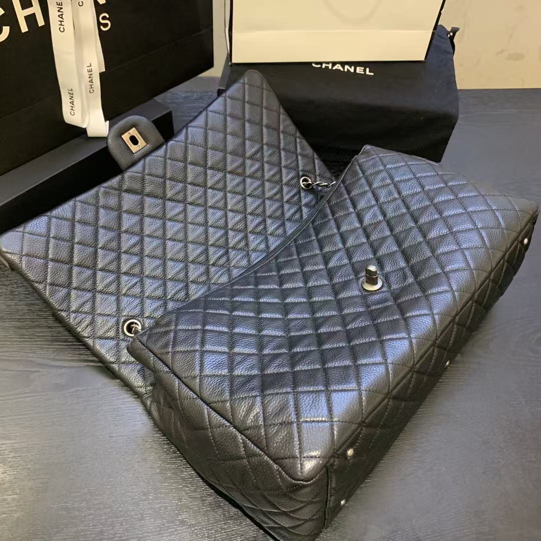 Chanel 2026 Classic Flap Bag 46cm Black Caviar Leather