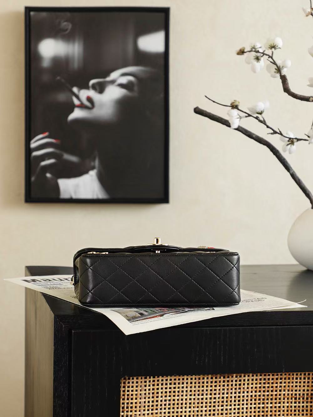 Chanel 2026 Classic 11.12 Bag 20cm Black Sheepskin