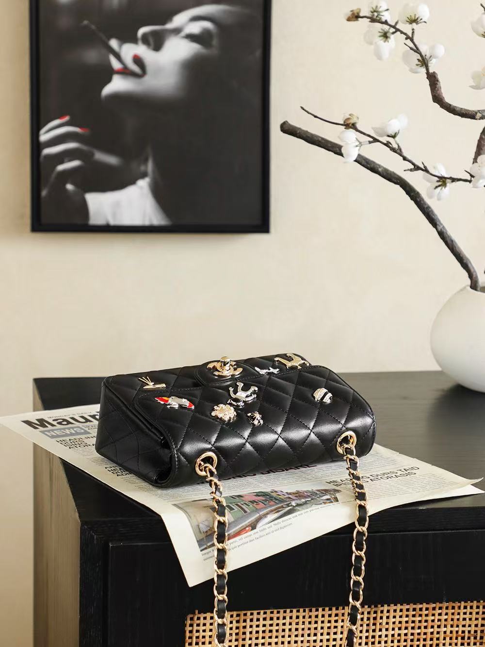 Chanel 2026 Classic 11.12 Bag 20cm Black Sheepskin