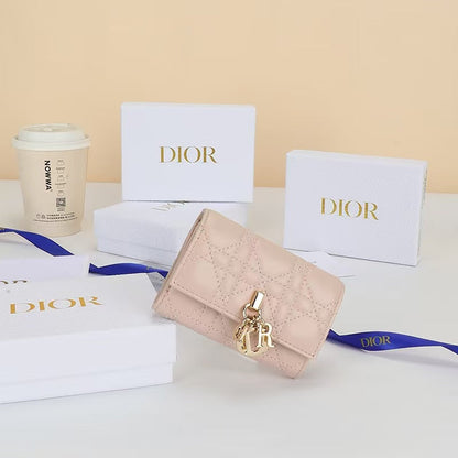 Dior 2026 My Dior Glycine Wallet 11cm Pink Cannage Lambskin