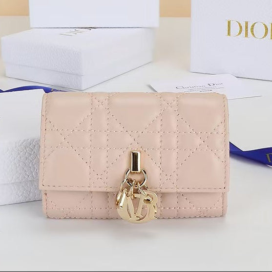 Dior 2026 My Dior Glycine Wallet 11cm Pink Cannage Lambskin