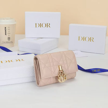 Dior 2026 My Dior Glycine Wallet 11cm Pink Cannage Lambskin