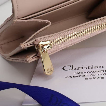 Dior 2026 My Dior Glycine Wallet 11cm Pink Cannage Lambskin