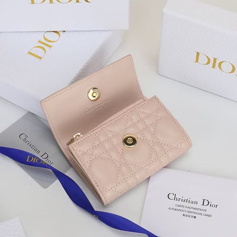 Dior 2026 My Dior Glycine Wallet 11cm Pink Cannage Lambskin