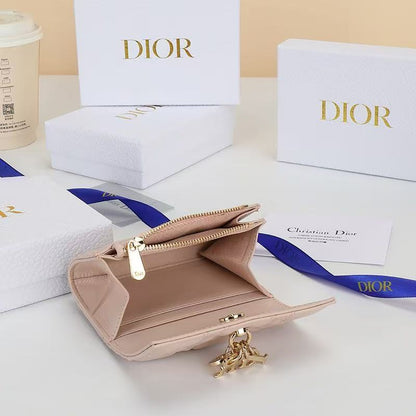 Dior 2026 My Dior Glycine Wallet 11cm Pink Cannage Lambskin
