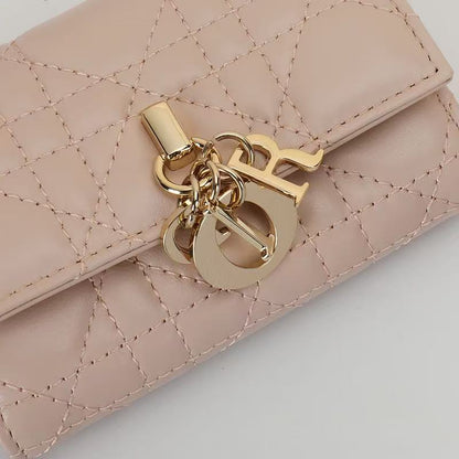 Dior 2026 My Dior Glycine Wallet 11cm Pink Cannage Lambskin