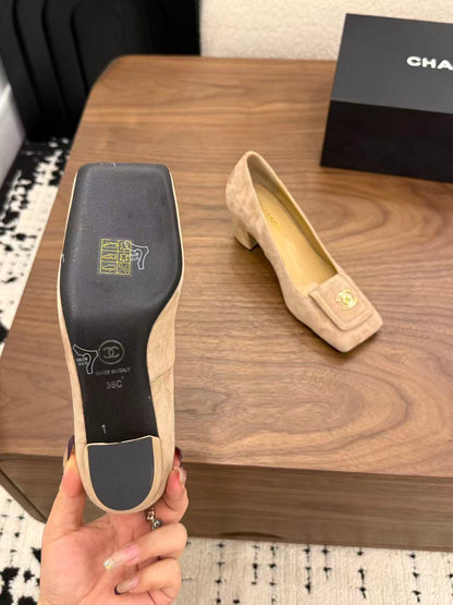 Chanel 2026 High Heel Pump 60mm Beige Suede Leather