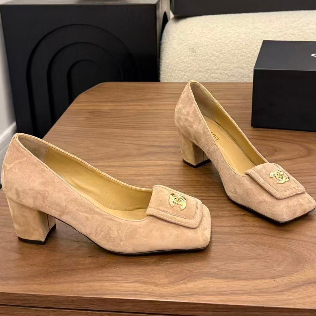 Chanel 2026 High Heel Pump 60mm Beige Suede Leather