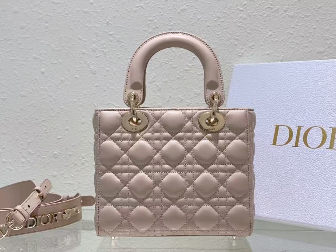 Dior 2026 Lady Dior My ABCDior Bag 20cm Pastel Pink Lambskin
