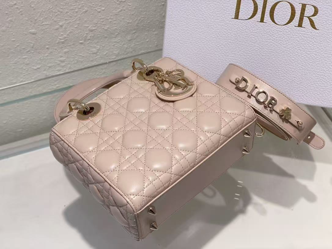Dior 2026 Lady Dior My ABCDior Bag 20cm Pastel Pink Lambskin