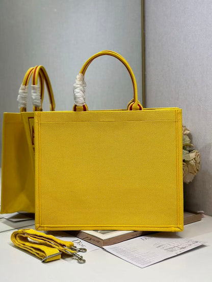 Dior 2026 Book Tote with Strap Yellow and Red Book Cover Embroidery