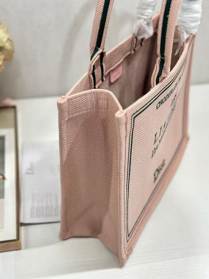 Dior 2026 Book Tote Bag 36cm Embroidered "Les Liaisons Dangereuses" Pink Canvas