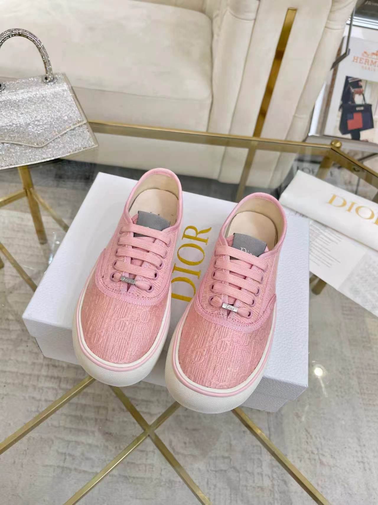 Dior Saltwind Sneaker Pink White Fabric Leather