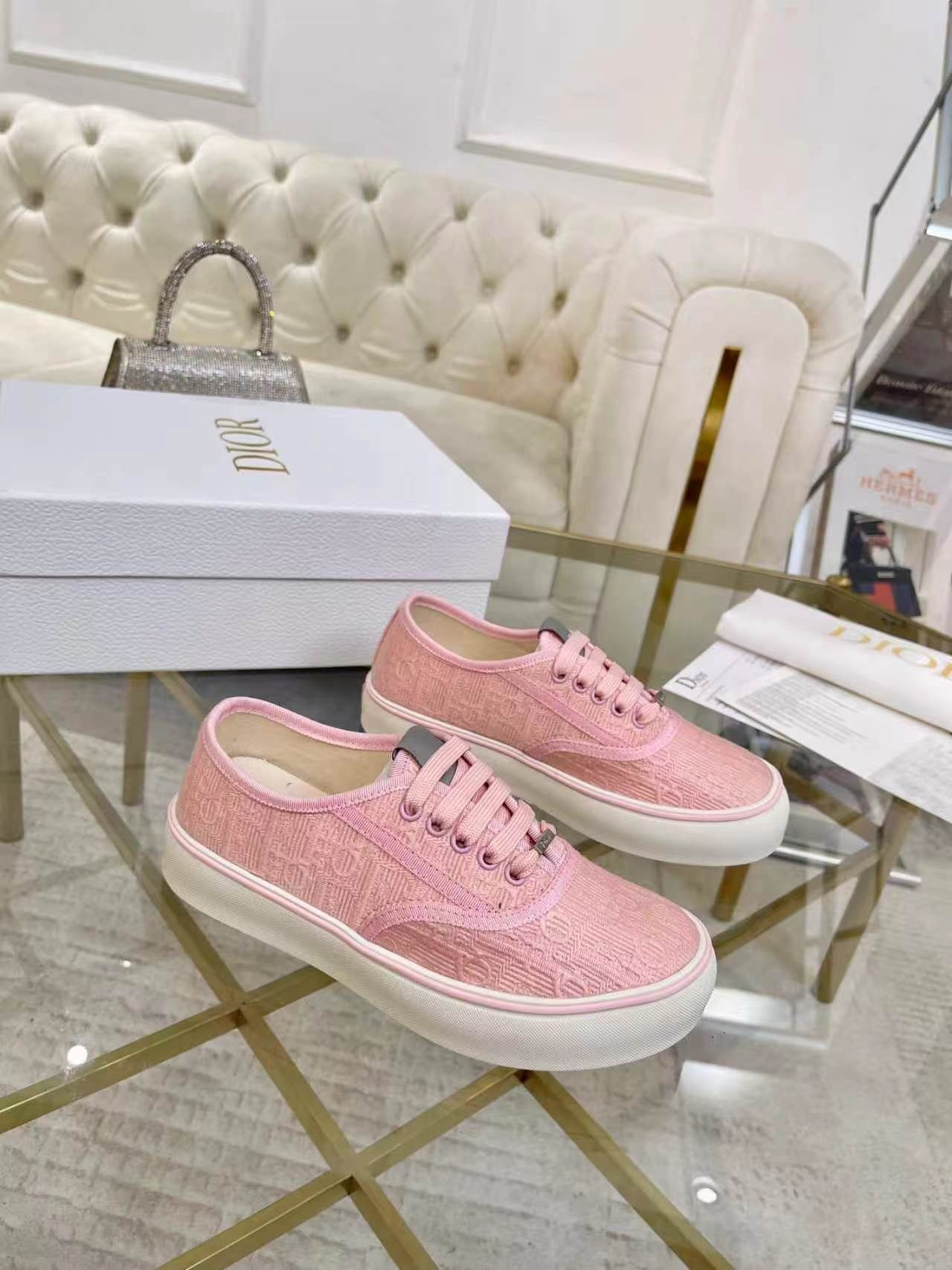 Dior Saltwind Sneaker Pink White Fabric Leather