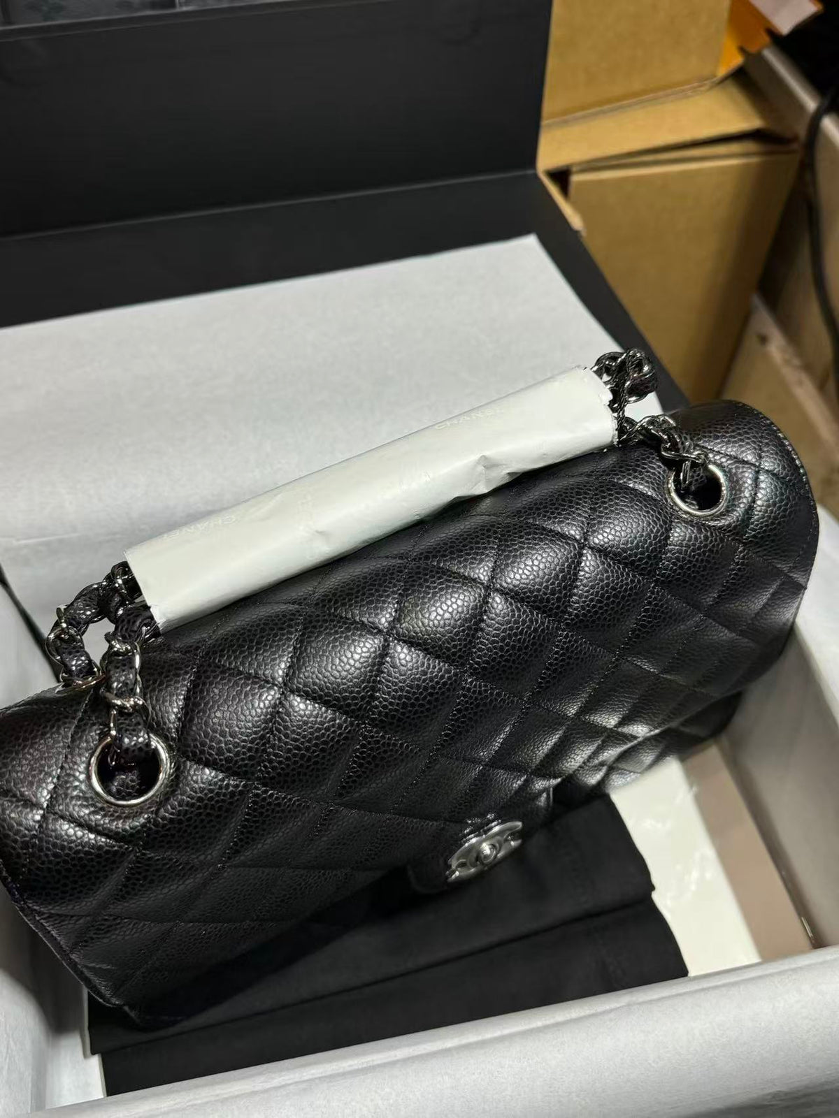 CC Mini Flap Bag 23cm Black Caviar Leather SHW