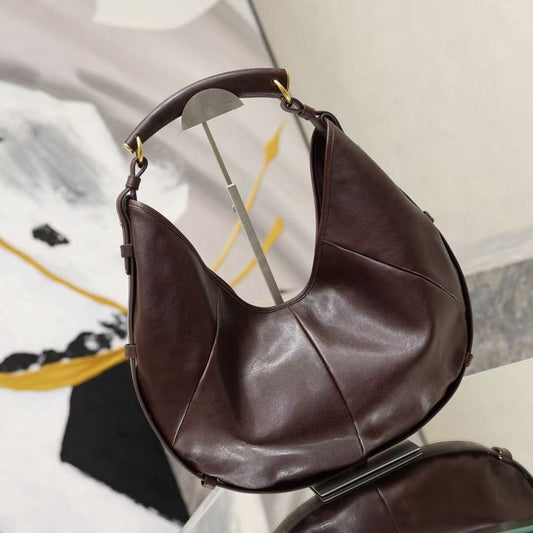 YSL Mombasa Shoulder Bag Chocolate Paneled Leather
