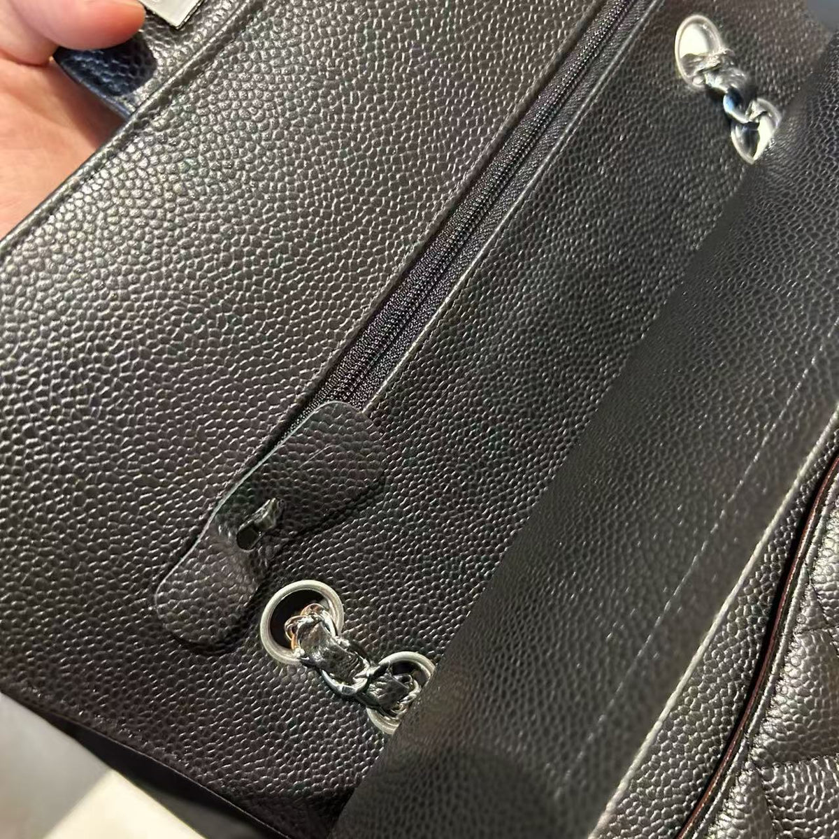 CC Mini Flap Bag 25cm Black Caviar Leather SHW