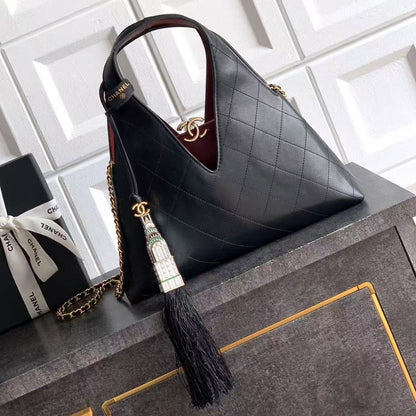 Chanel 2026 Hobo Bag 32cm Black Calfskin Leather