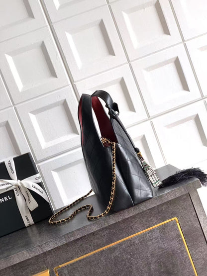 Chanel 2026 Hobo Bag 32cm Black Calfskin Leather