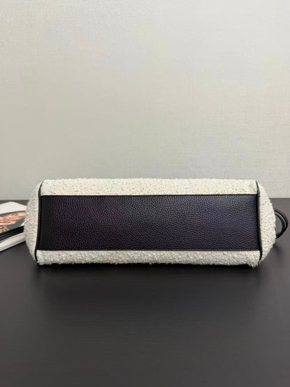 Chanel 2026 "Urban Essential" East West Bag 31cm Black Cream Tweed Calfskin