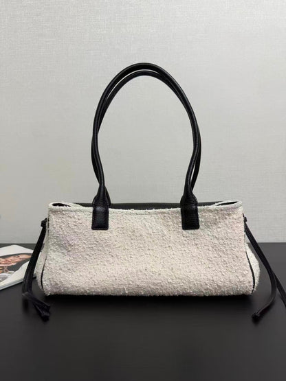 Chanel 2026 "Urban Essential" East West Bag 31cm Black Cream Tweed Calfskin