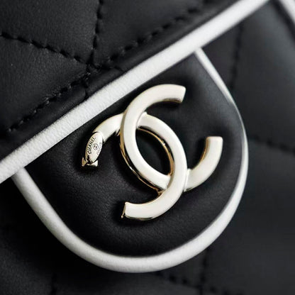 Chanel 2026 Hobo Bag 22cm Black White Calfskin