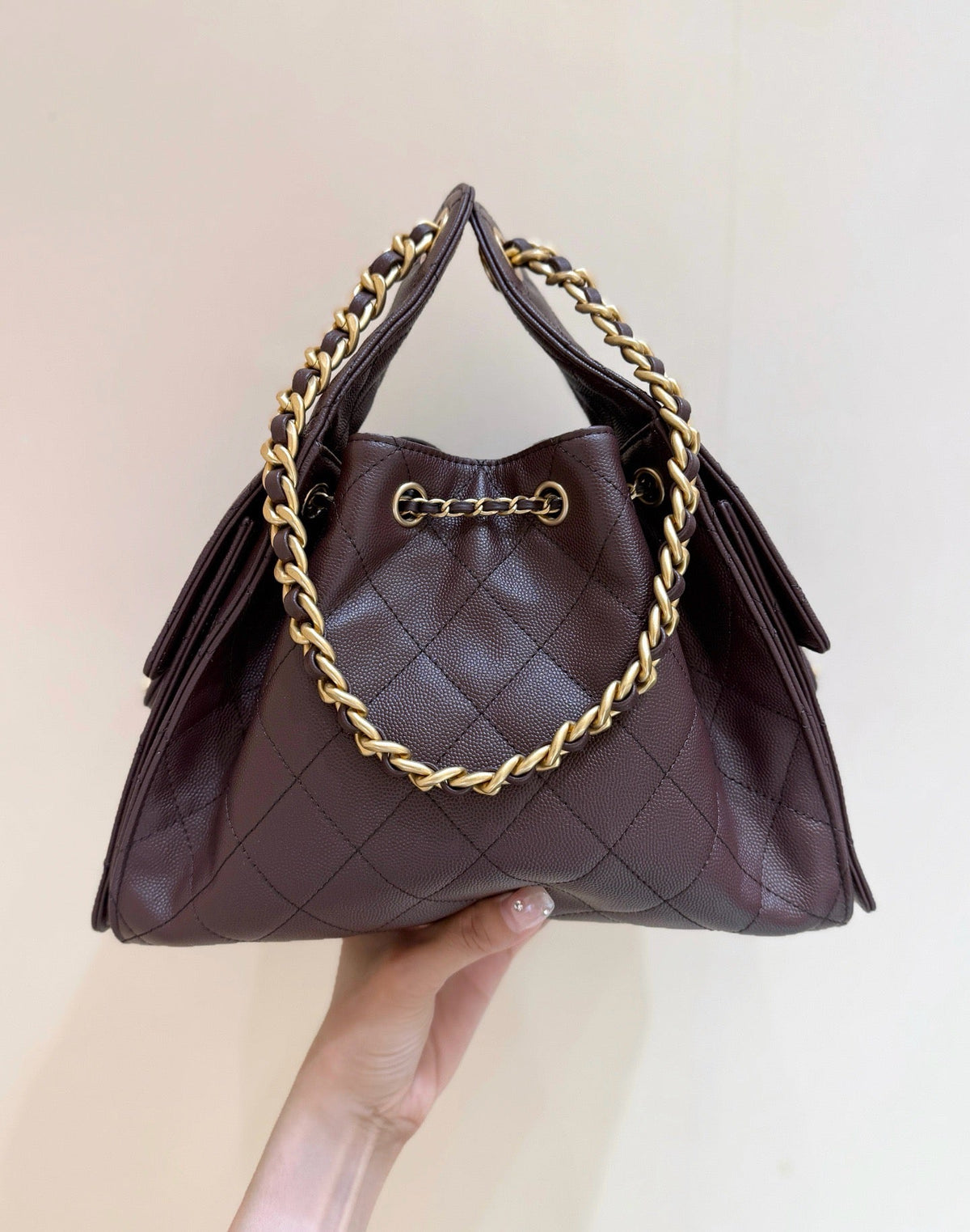 CC 25FW Hobo Bag 26cm Dark Brown Caviar