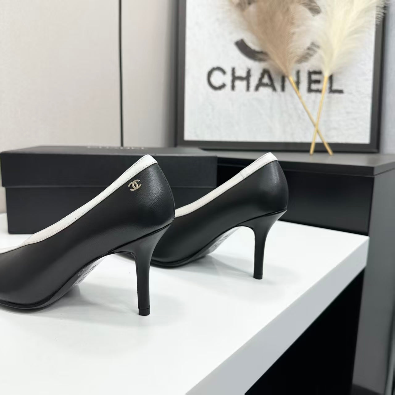Chanel 2026 Pump 95mm Black White Lambskin