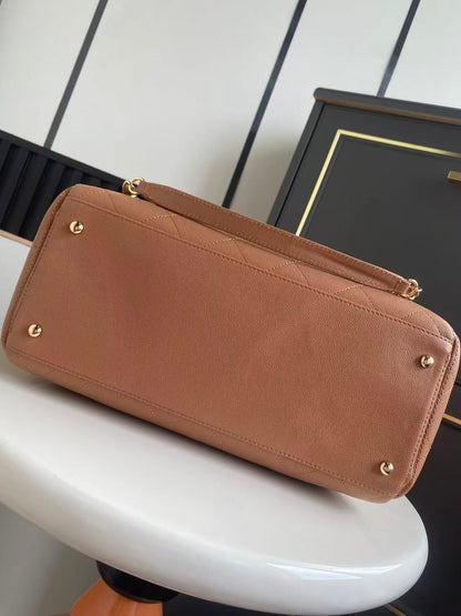 Chanel 2026 Shopping Bag 39cm Brown Grained Calfskin