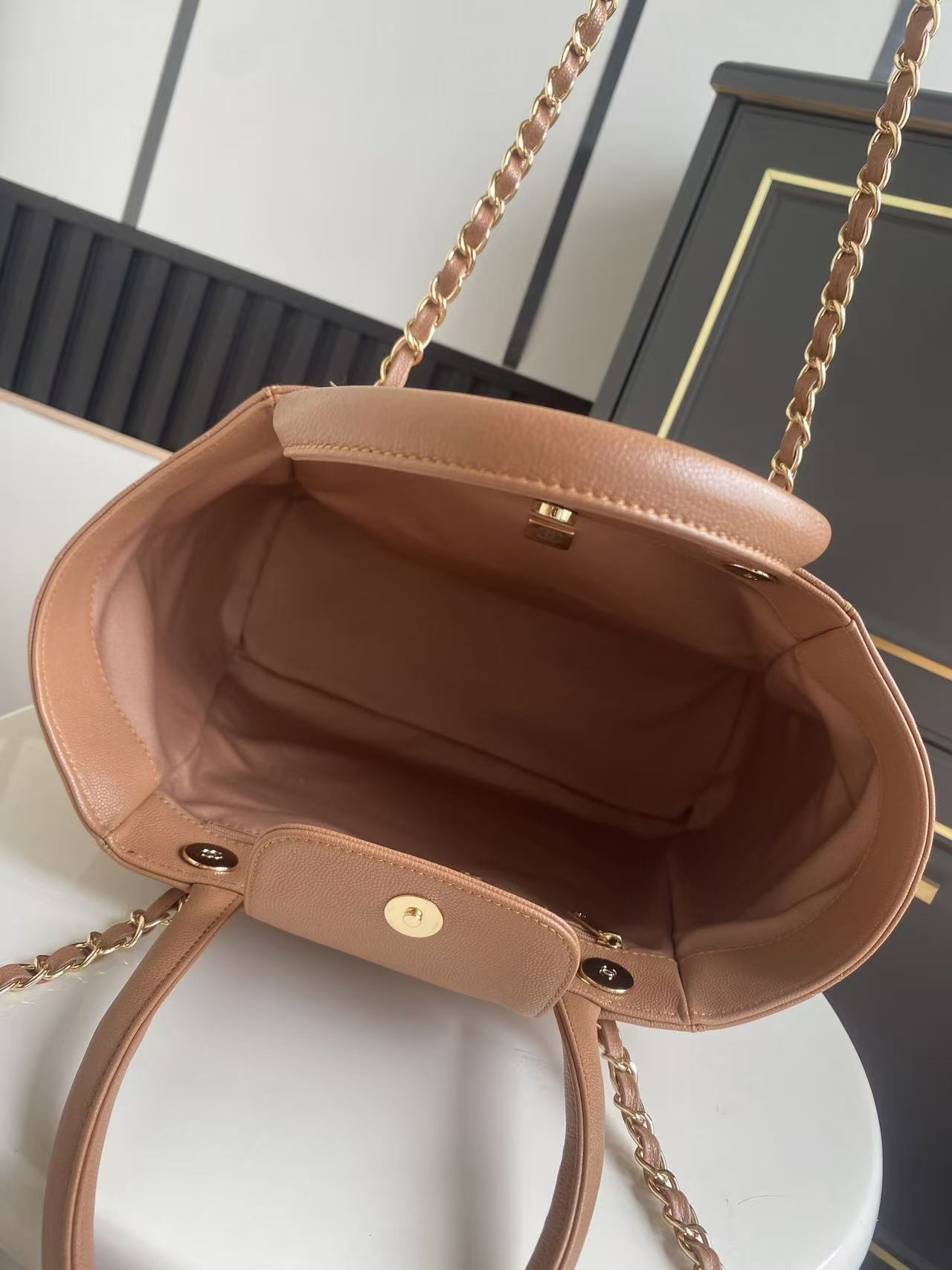 Chanel 2026 Shopping Bag 39cm Brown Grained Calfskin