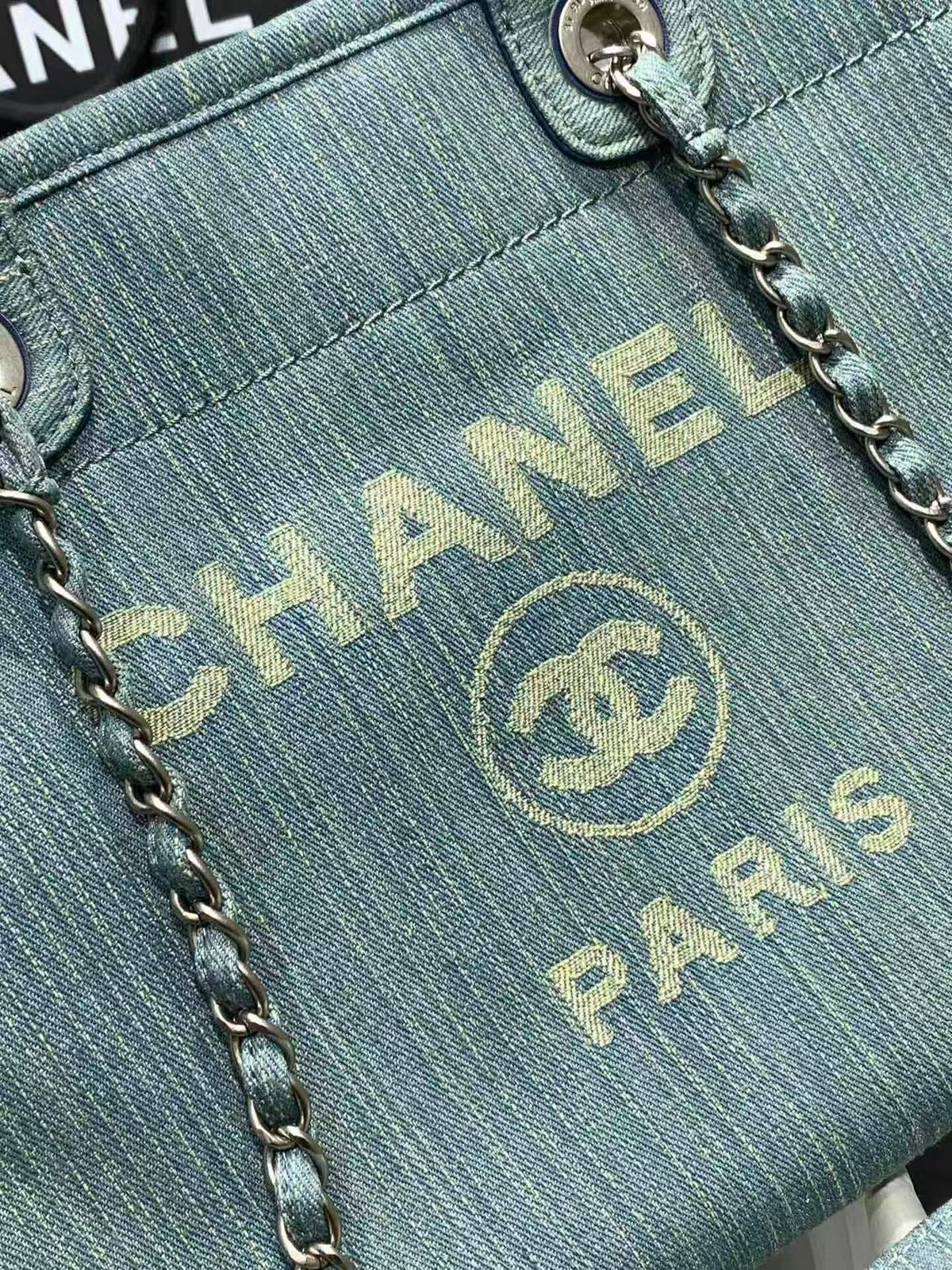 CC Large Deauville Shopping Tote Bag Blue Denim