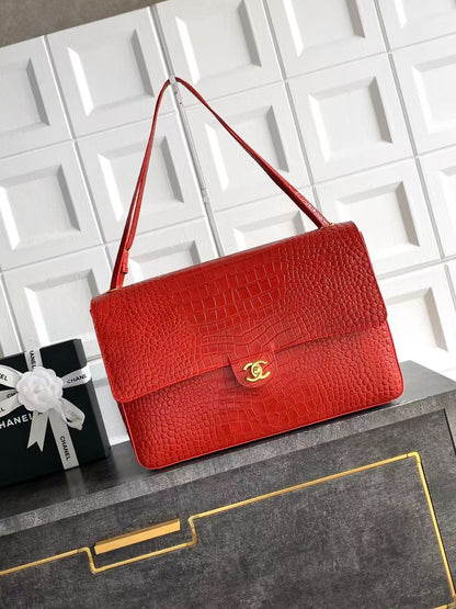 Chanel 2026 Crocodile Embossed Maxi Bag 39cm Calfskin