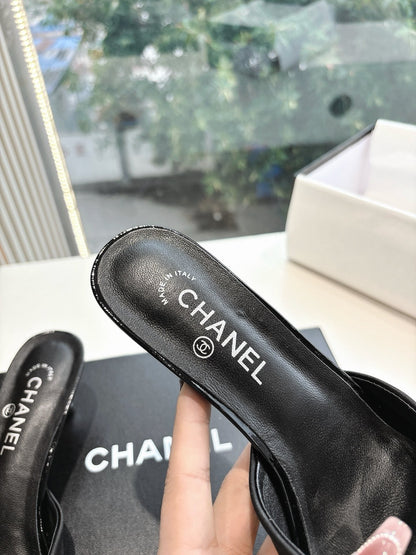 Chanel 2026 Black Bow Mule 80mm Leather