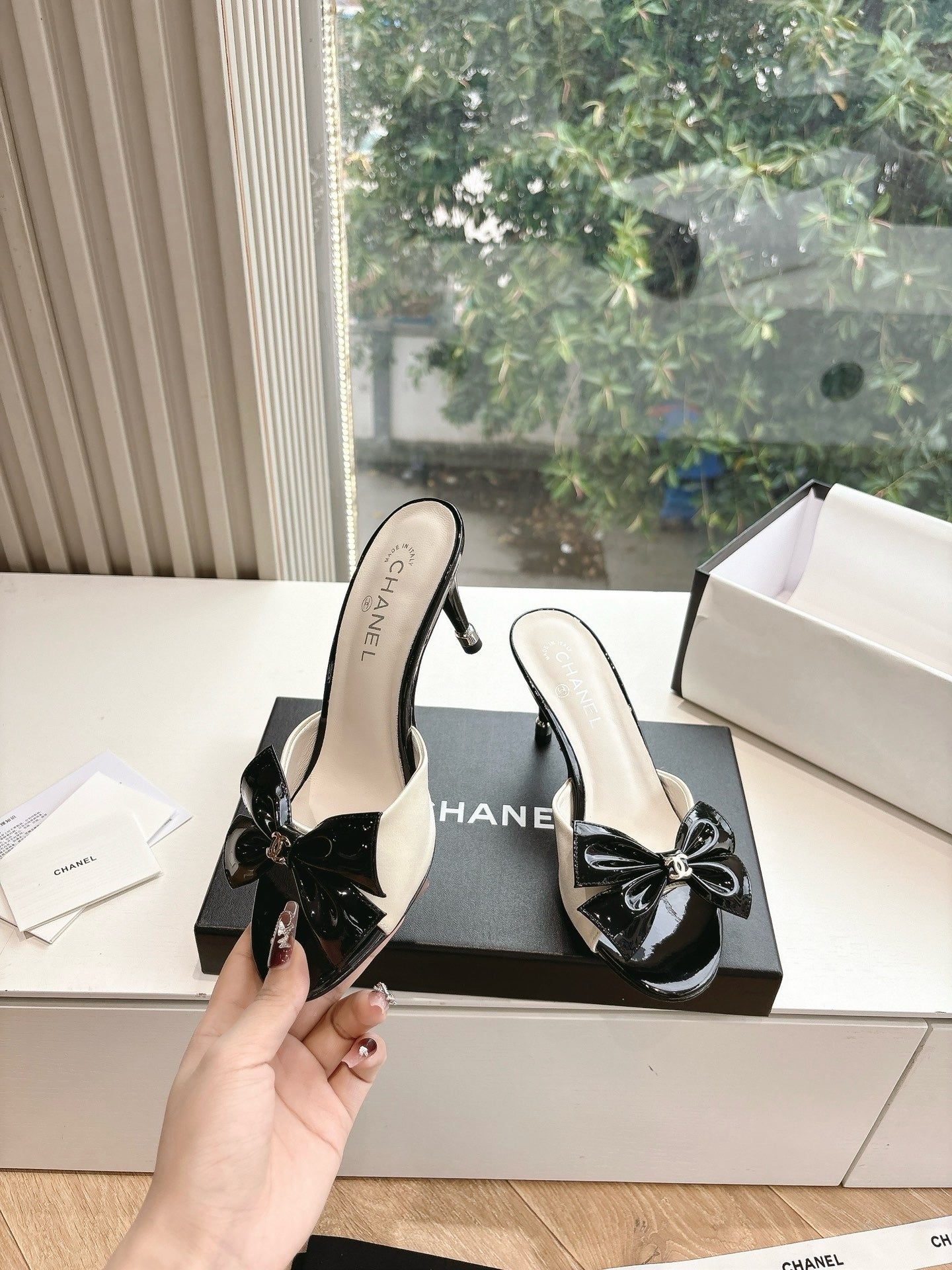 Chanel 2026 Black Bow Mule 80mm Leather
