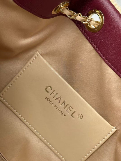 Chanel 2026 Hobo Bag 22cm Beige Black Plush Leather