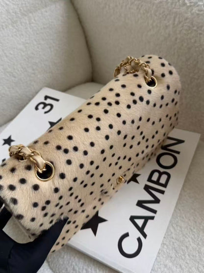 Chanel 2026 Cheetah Print Flap Bag Light Beige mix Black Calf Hair