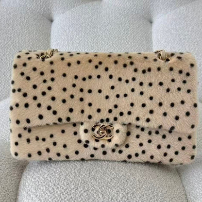 Chanel 2026 Cheetah Print Flap Bag Light Beige mix Black Calf Hair