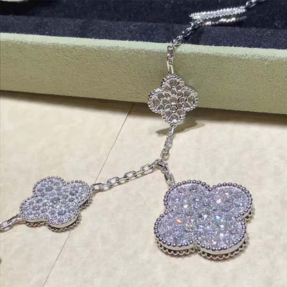 Magic Alhambra 6 Motifs Silver Diamond Bracelet