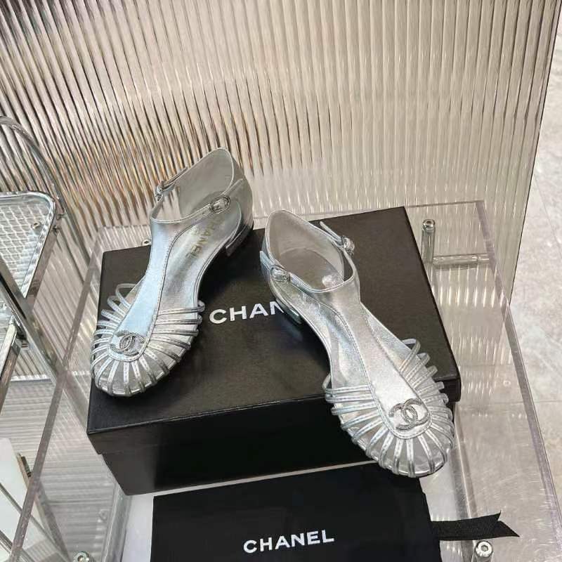 Chanel 2026 Interlocking CC T-Strap Sandals Leather 791132
