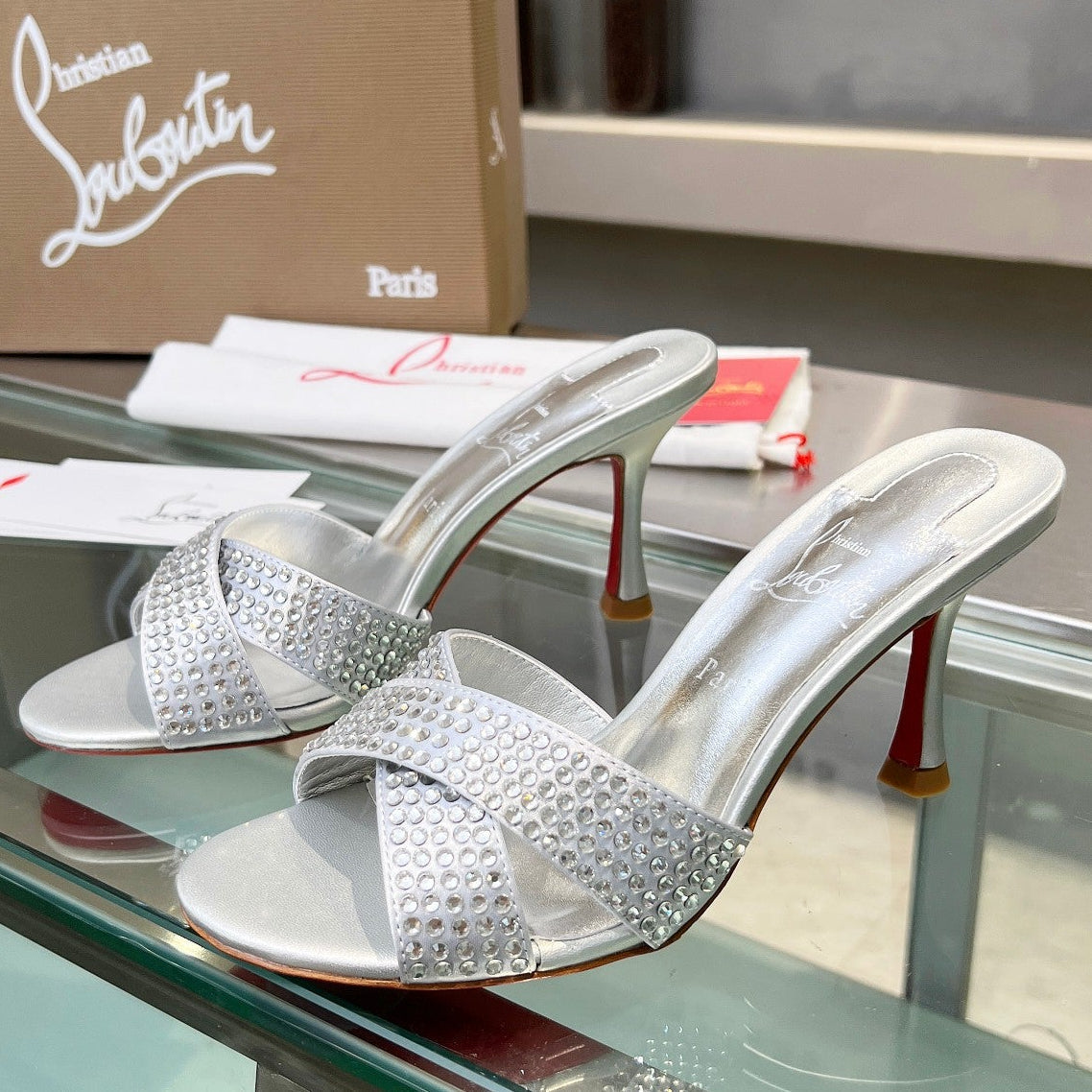 Christian Louboutin Mariza Is Back Strass 75mm Sandal 833140