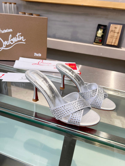 Christian Louboutin 2026 Mariza Is Back Mules 85mm Crystal-Embellished Leather 780497