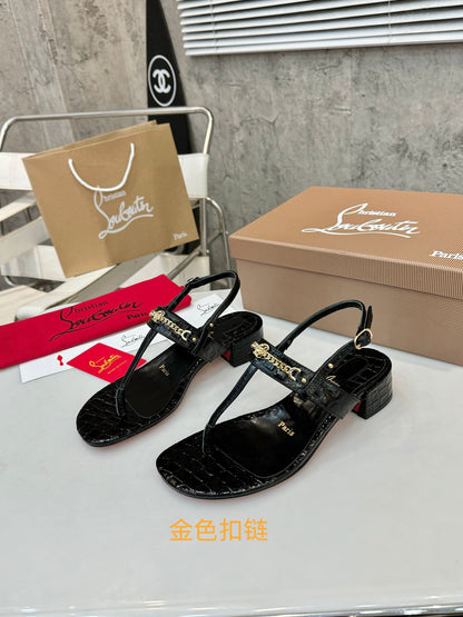 Christian Louboutin 2026 MJ Thong Sandals 25mm Croc-Effect Leather 780393