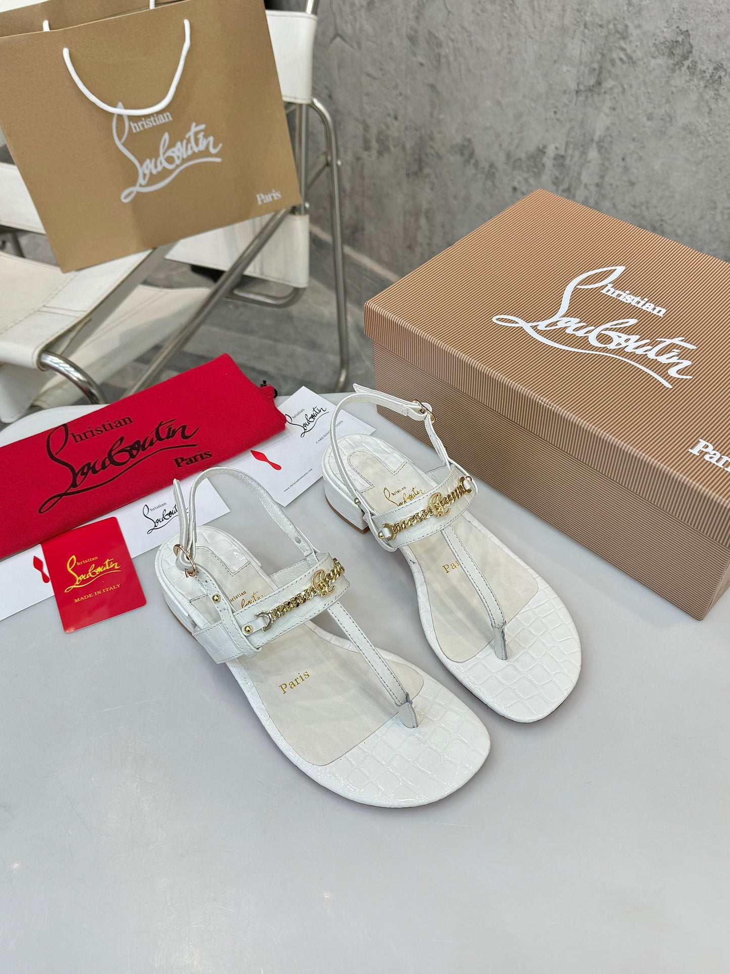 Christian Louboutin 2026 MJ Thong Sandals 25mm Croc-Effect Leather 780393