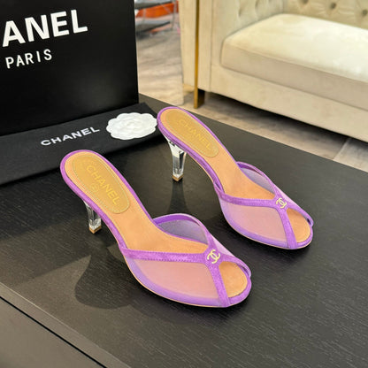 CC 2026 High Heeled Slippers 70 Mesh Suede